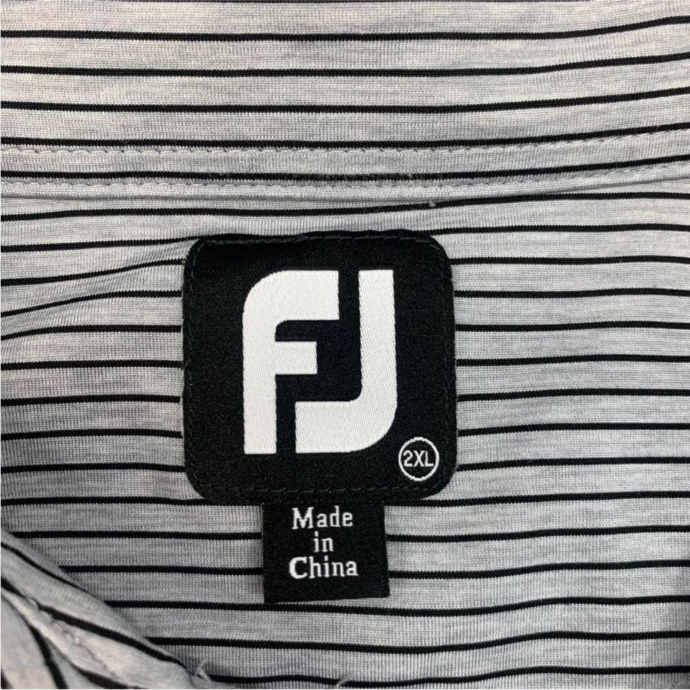 FootJoy Men’s Striped Golf Polo Shirt – Size XXL - Grey and Black - Picture 4 of 6